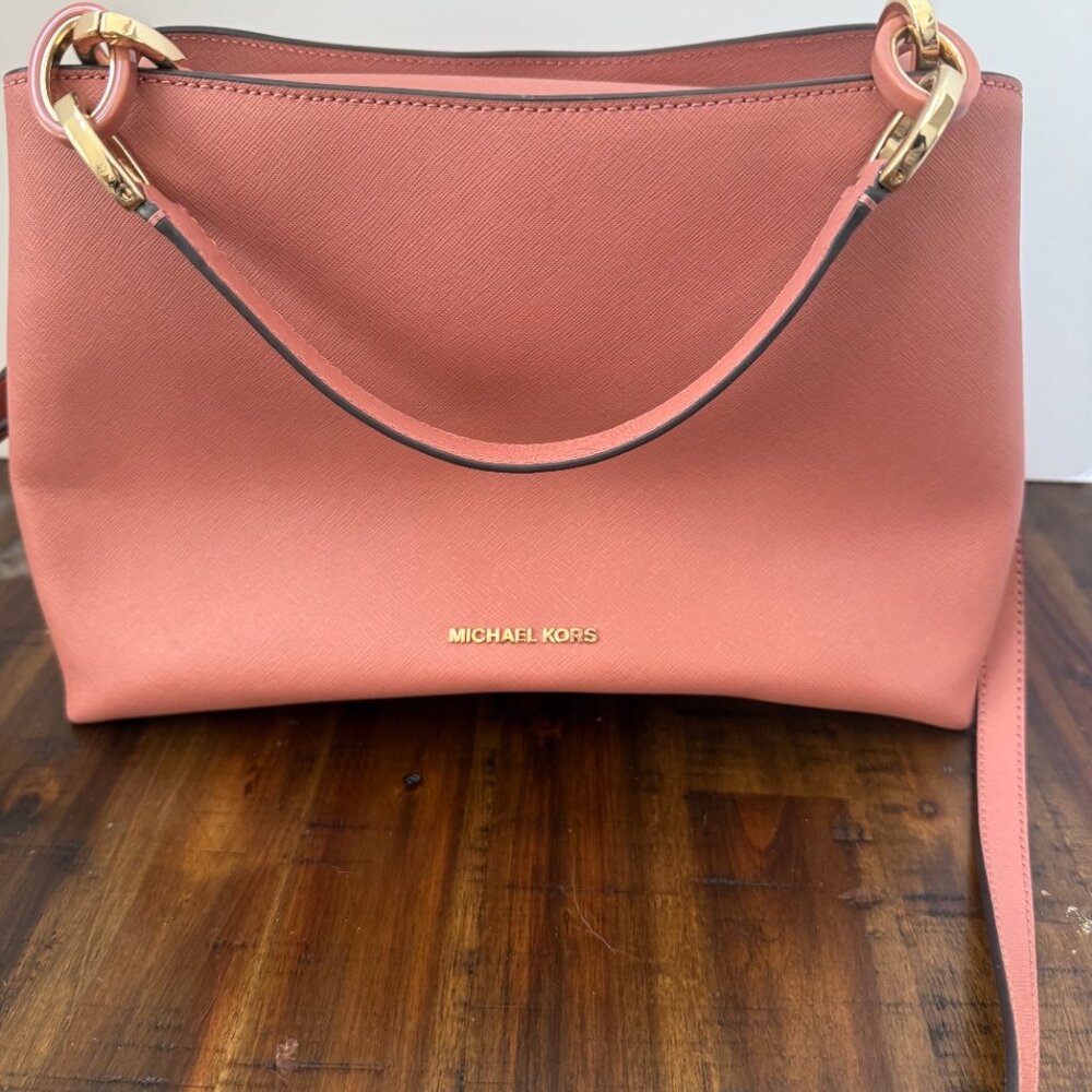 Michael Kors Antique Rose Large Saffiano Leather Shoulder Bag- Never Used